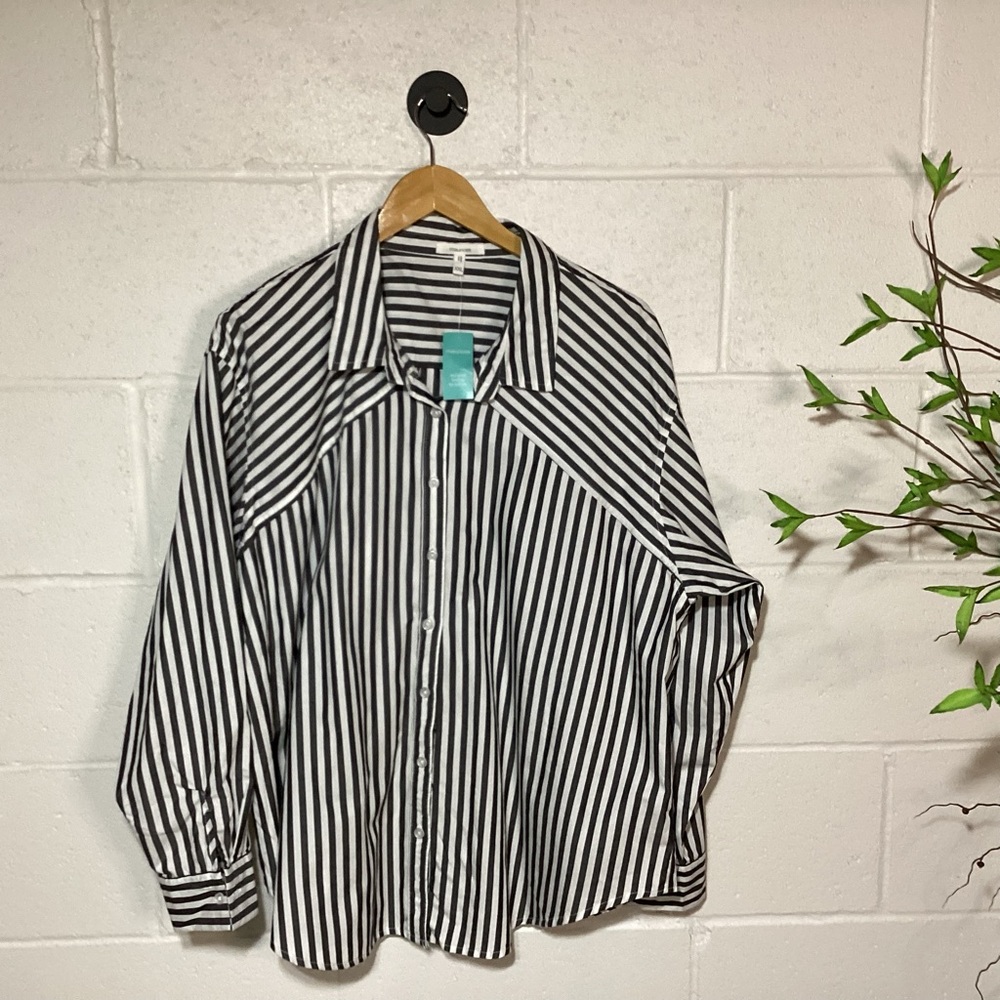 Maurices Black and White Striped Blouse XXL